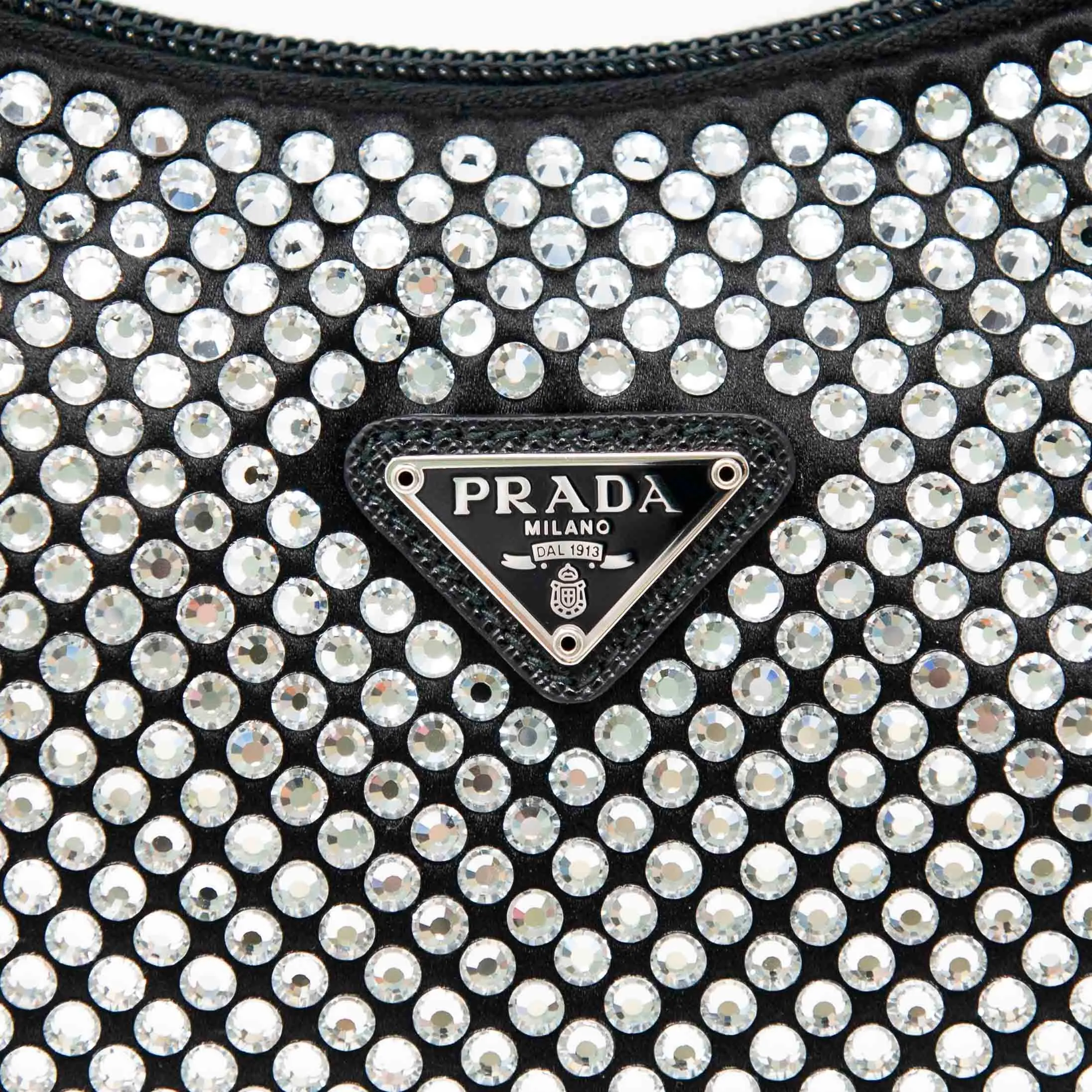 Prada Black Mini Satin Bag With Crystals