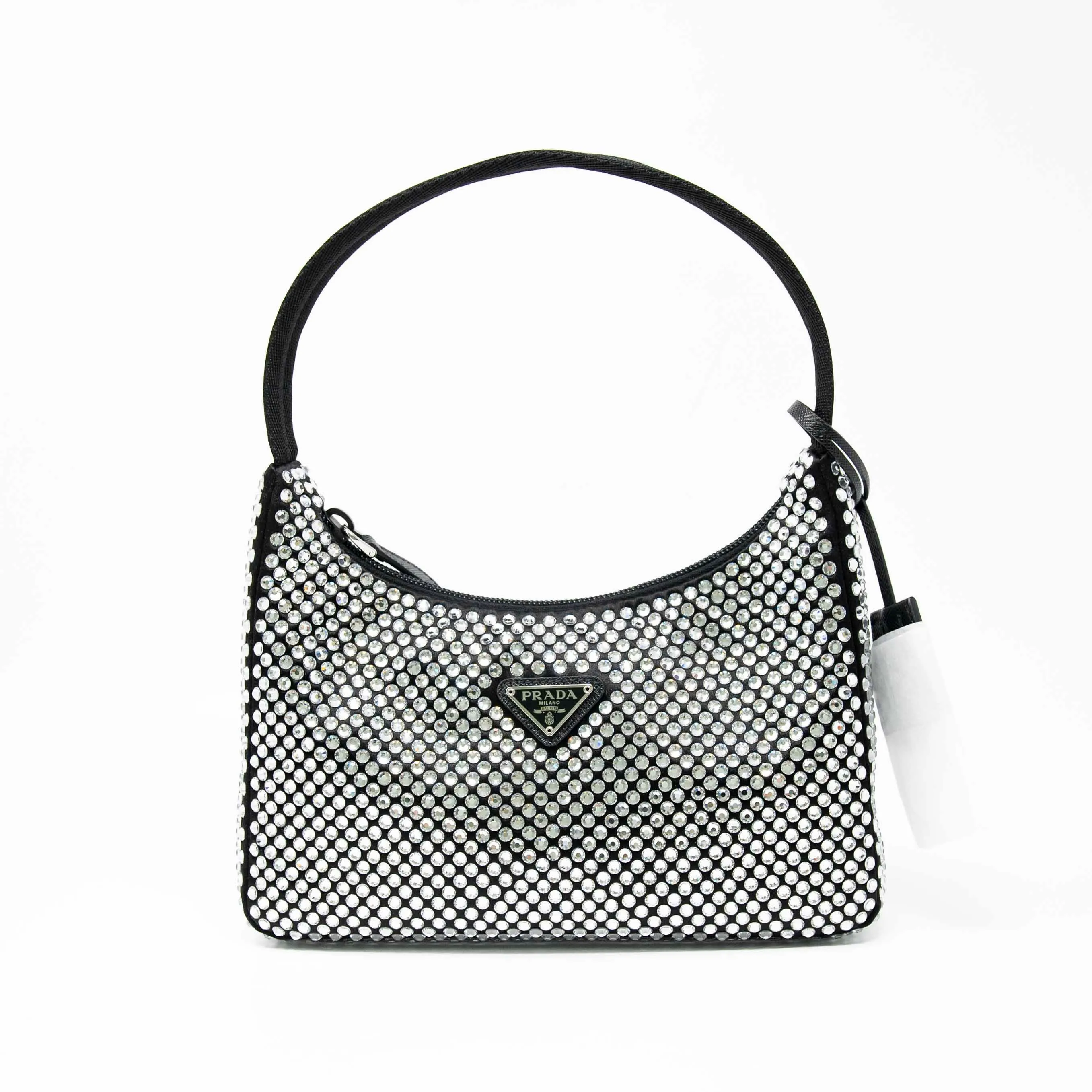 Prada Black Mini Satin Bag With Crystals