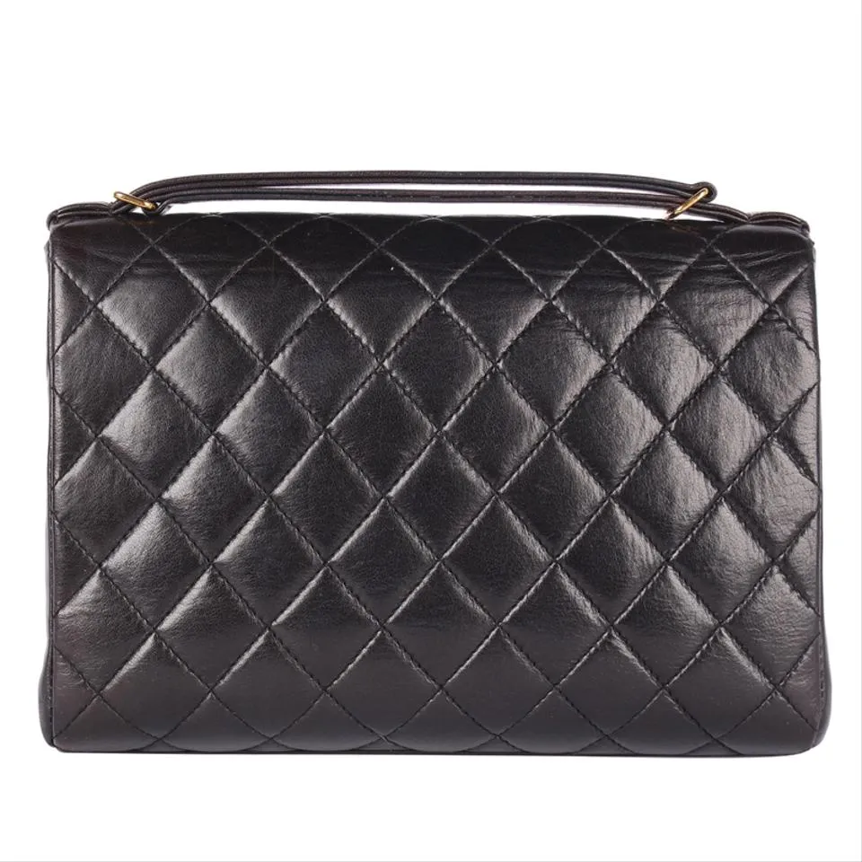 Quilted Lambskin Leather Top Handle Satchel (Authenticity Date Code)