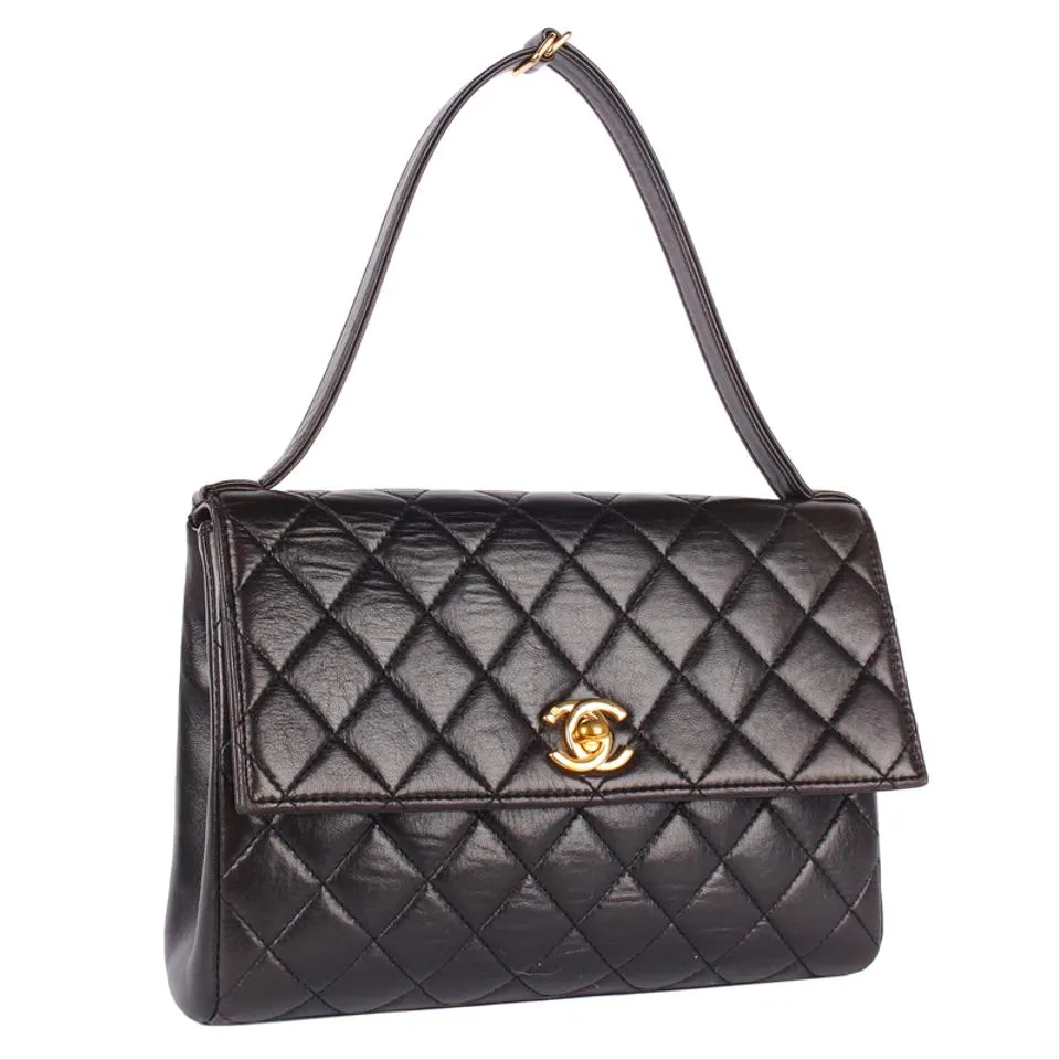 Quilted Lambskin Leather Top Handle Satchel (Authenticity Date Code)