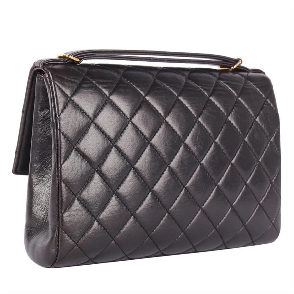 Quilted Lambskin Leather Top Handle Satchel (Authenticity Date Code)