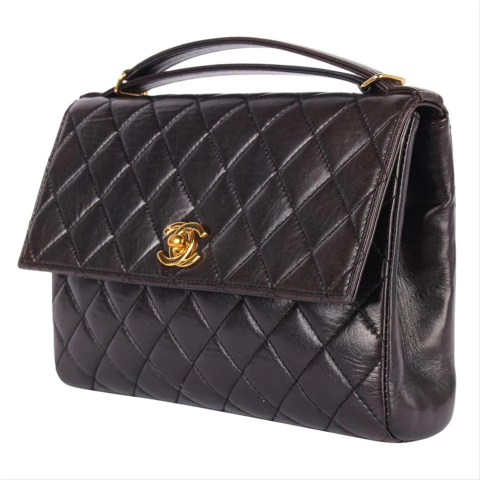 Quilted Lambskin Leather Top Handle Satchel (Authenticity Date Code)