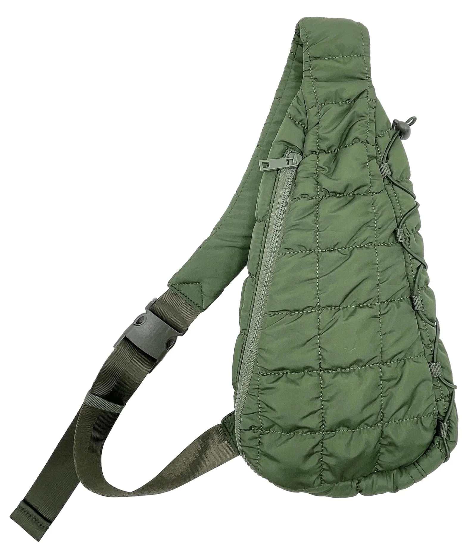 Quilted Puffer Sling Bag in Olive