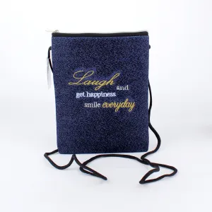 "Laugh and Smile everyday" Glitter Shoulder Bag (Long)