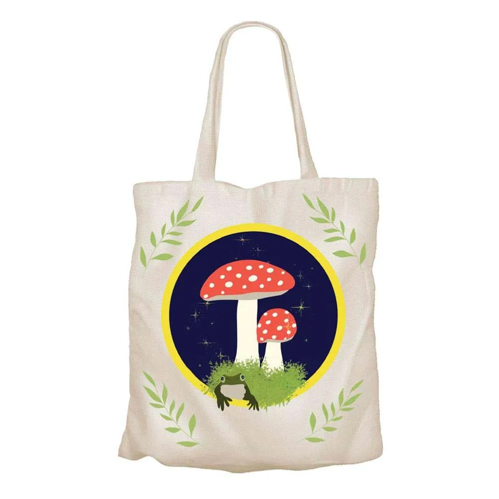 Recycled Cotton Tote Shopping Bag by Shared Earth - Fly Agaric & Frog