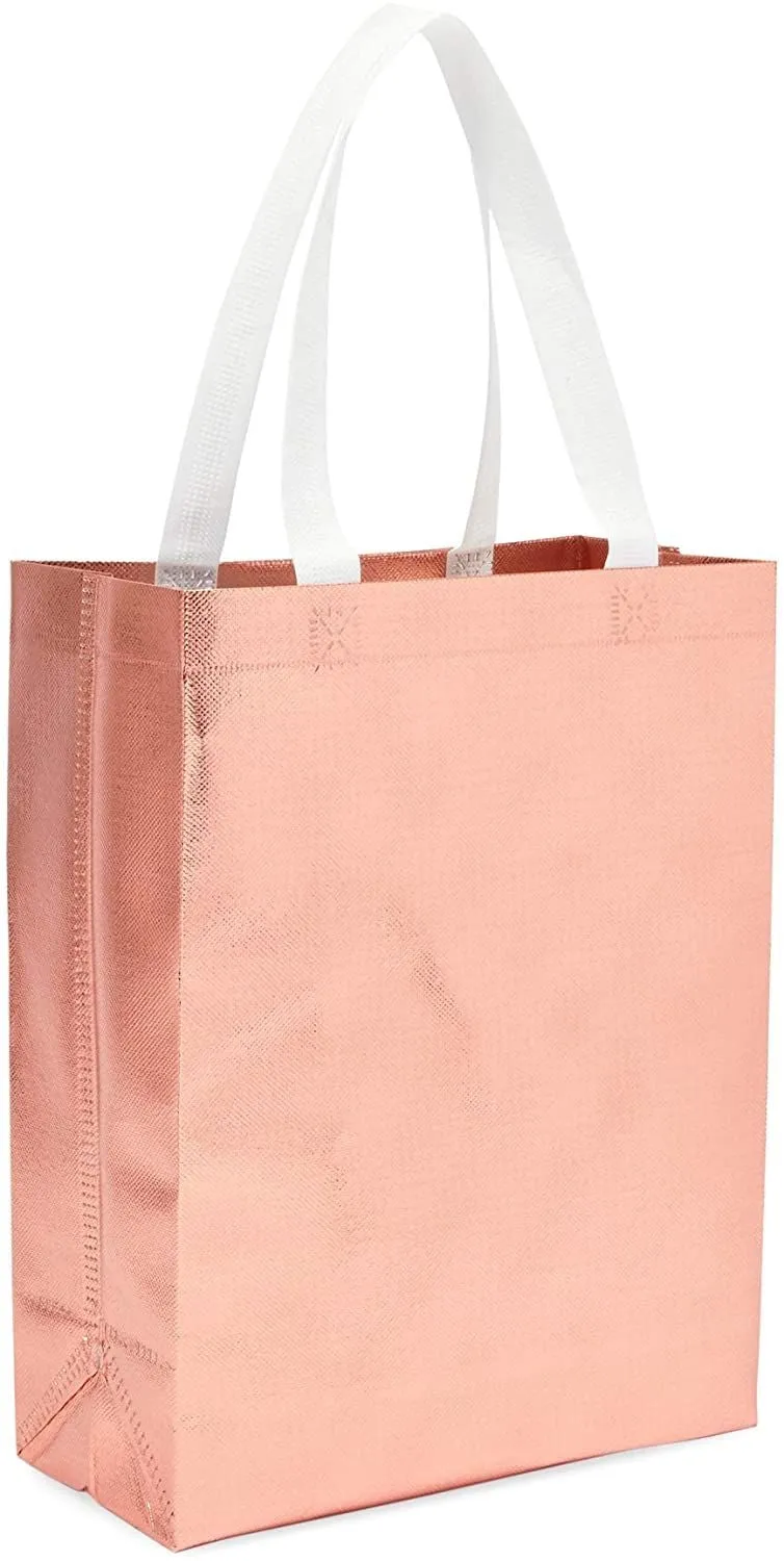 Reusable Grocery Shopping Tote Bags in 3 Metallic Colors (Medium, 12 Pack)