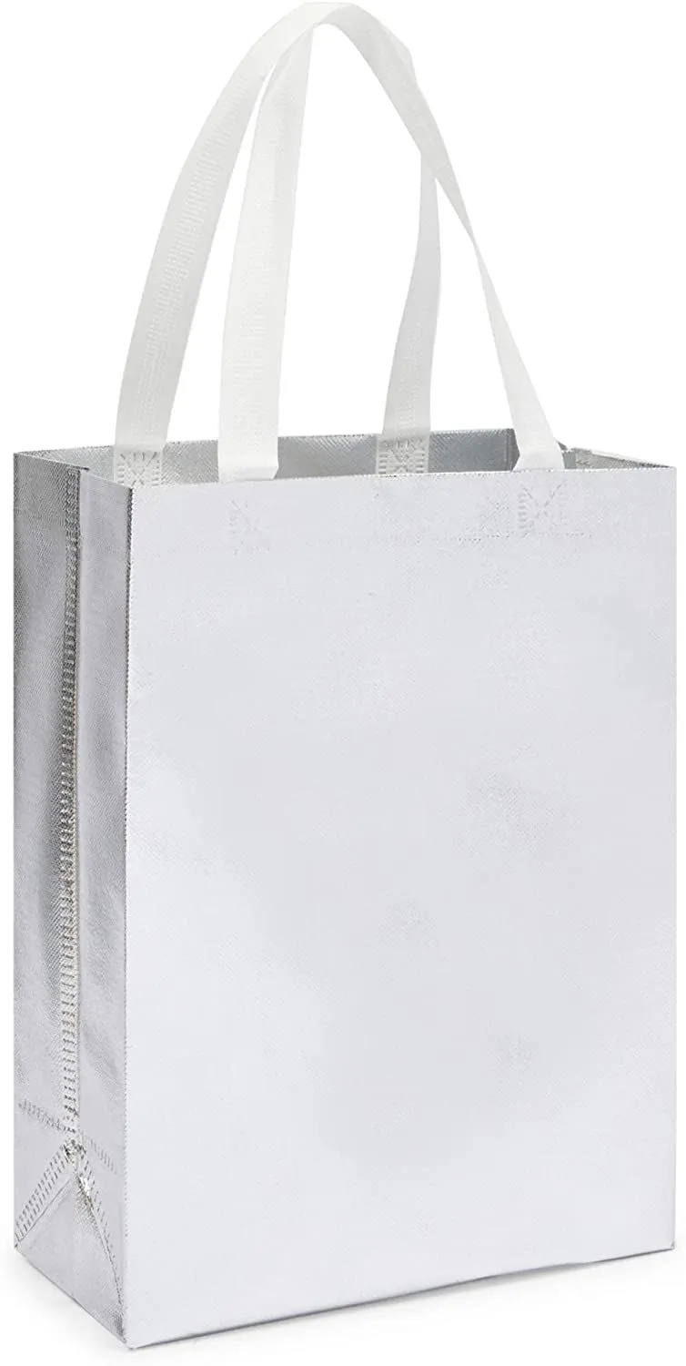 Reusable Grocery Shopping Tote Bags in 3 Metallic Colors (Medium, 12 Pack)