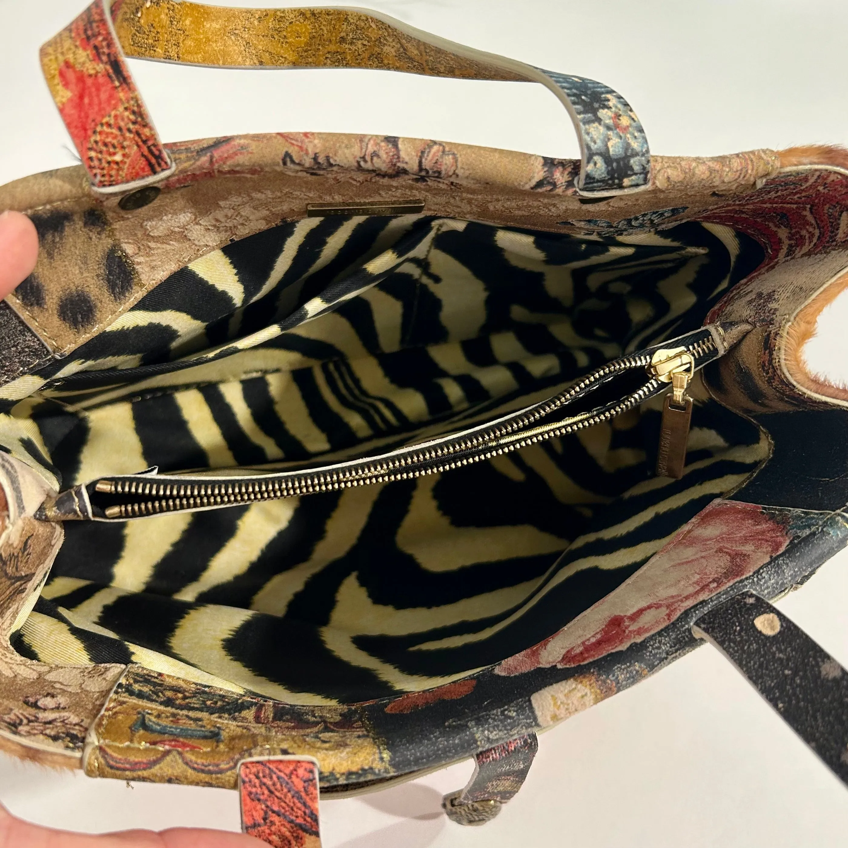 Roberto Cavalli Paisley & Tiger Print Mini Tote Bag