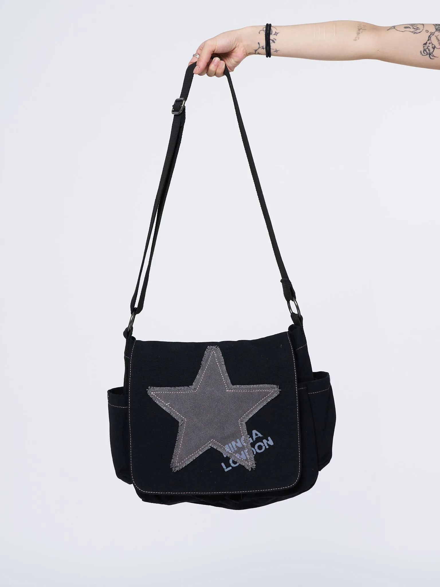 Premium Super Star Black Canvas Messenger Bag – Stylish & Durable