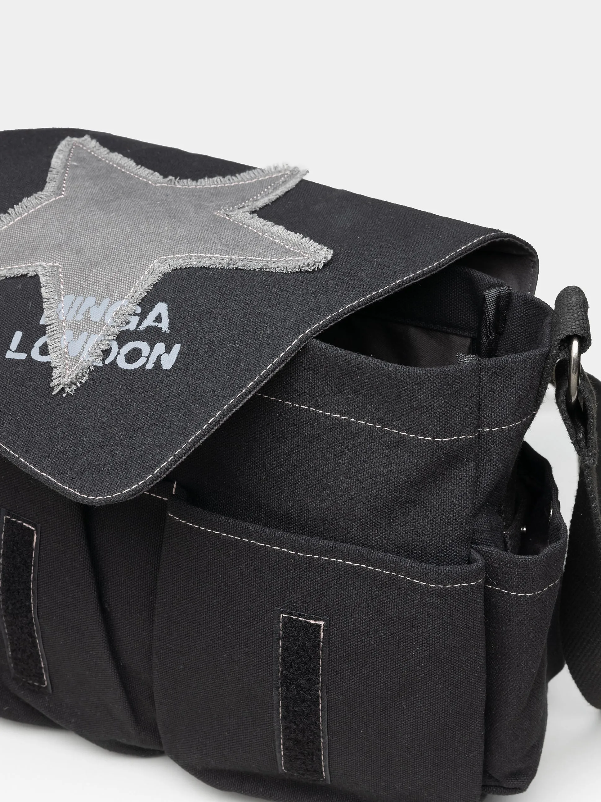 Premium Super Star Black Canvas Messenger Bag – Stylish & Durable