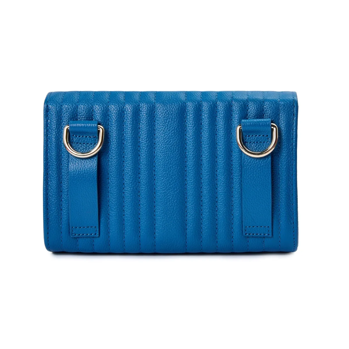 WOF Mimi Collection Leather Blue Crossbody Bag with Wristlet