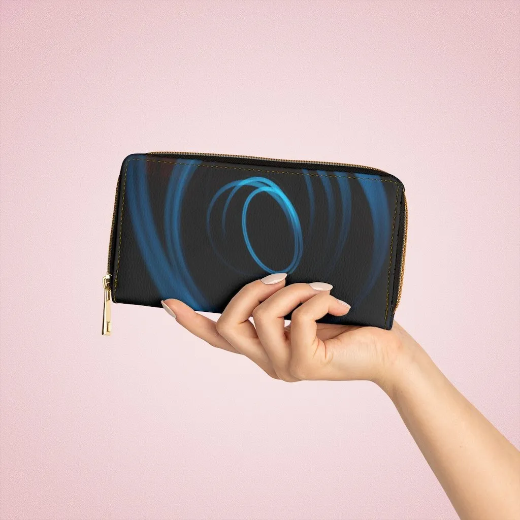 Wristlet Phone Wallet, Black and Blue Swirl Style Purse