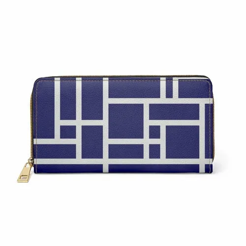 Wristlet Phone Wallet, Blue and White Colorblock Style Purse