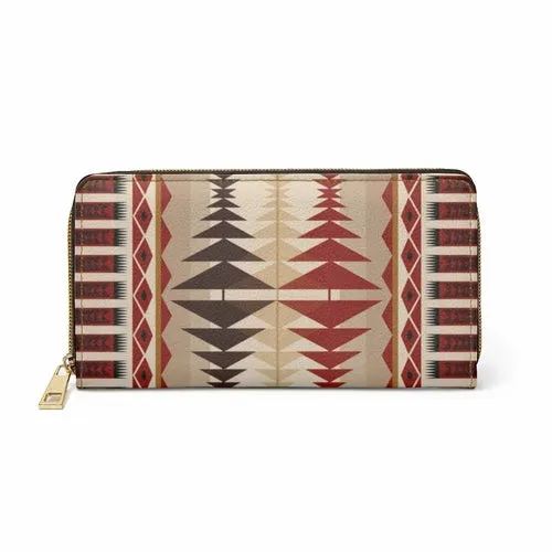 Wristlet Phone Wallet, Brown and Beige Aztec Geometric Style Purse