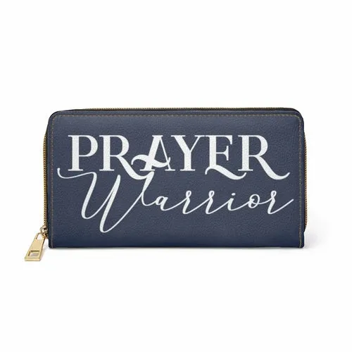 Wristlet Phone Wallet, Dark Blue and White Prayer Warrior Graphic Purse